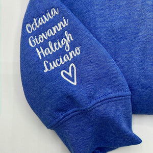 Embroidered Nana Sweatshirt for Grandma Gift - Personalized Grandkids Name on Sleeve