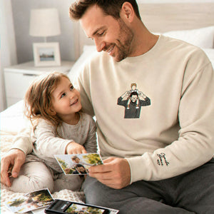 First Father’s Day Custom Embroidered Sweatshirt, Personalized New Dad Gift