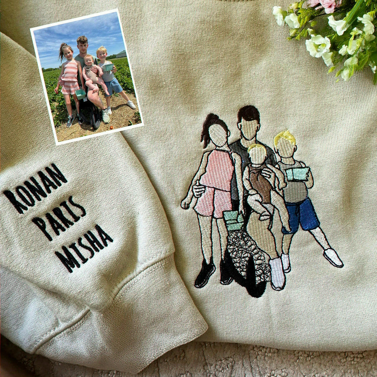 First Father’s Day Custom Embroidered Sweatshirt, Personalized New Dad Gift