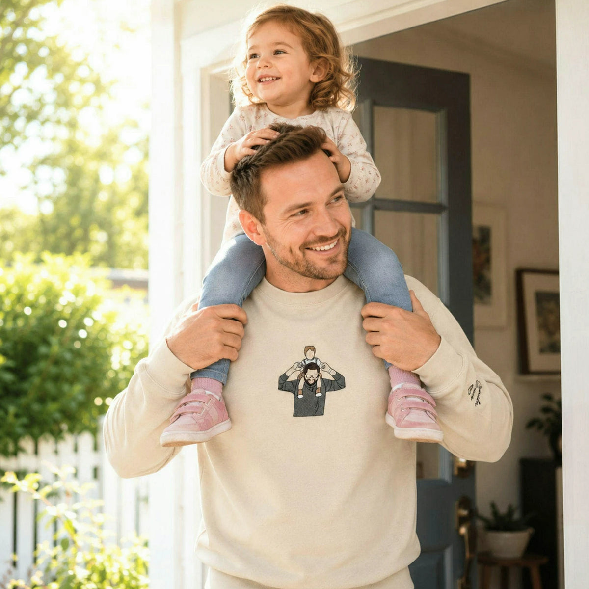 First Father’s Day Custom Embroidered Sweatshirt, Personalized New Dad Gift