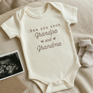 Embroidered See You Soon Baby Bodysuit for New Grandparents