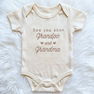 Embroidered See You Soon Baby Bodysuit for New Grandparents
