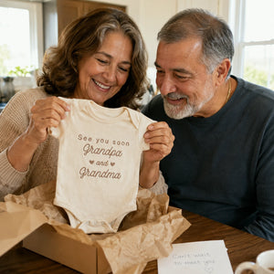 Embroidered See You Soon Baby Bodysuit for New Grandparents