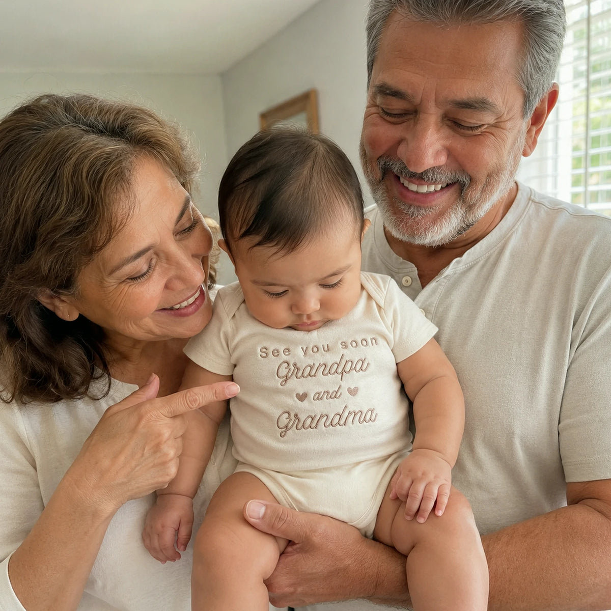 Embroidered See You Soon Baby Bodysuit for New Grandparents