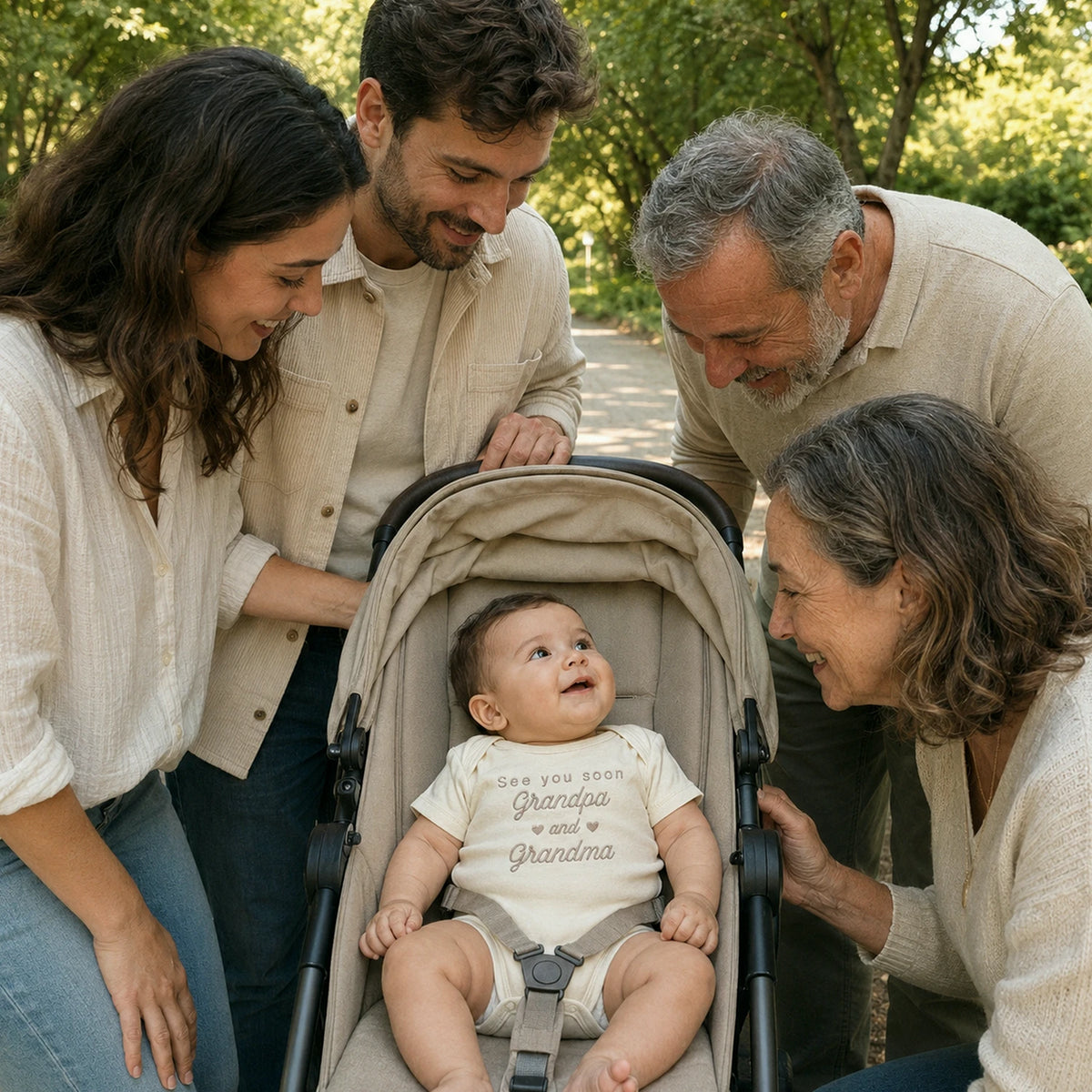 Embroidered See You Soon Baby Bodysuit for New Grandparents