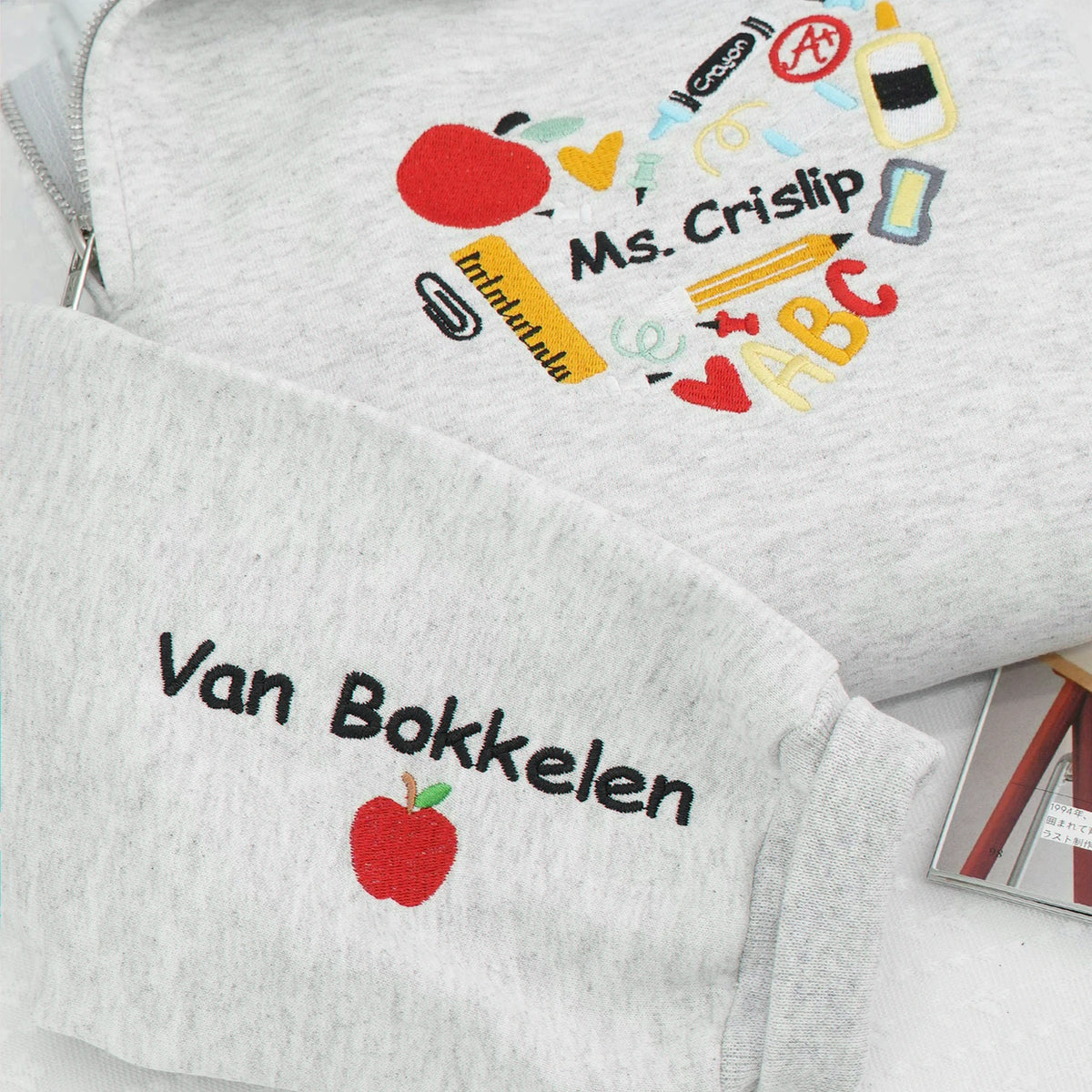 Personalized New Preschool Teacher Quarter Zip - Embroidered Name with Classroom Elements Heart - First Time Teacher Gift for Her