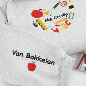 Personalized New Preschool Teacher Quarter Zip - Embroidered Name with Classroom Elements Heart - First Time Teacher Gift for Her