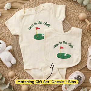 New to the Golf Club Baby Onesie - Embroidered Gift for Golf Dad Mom