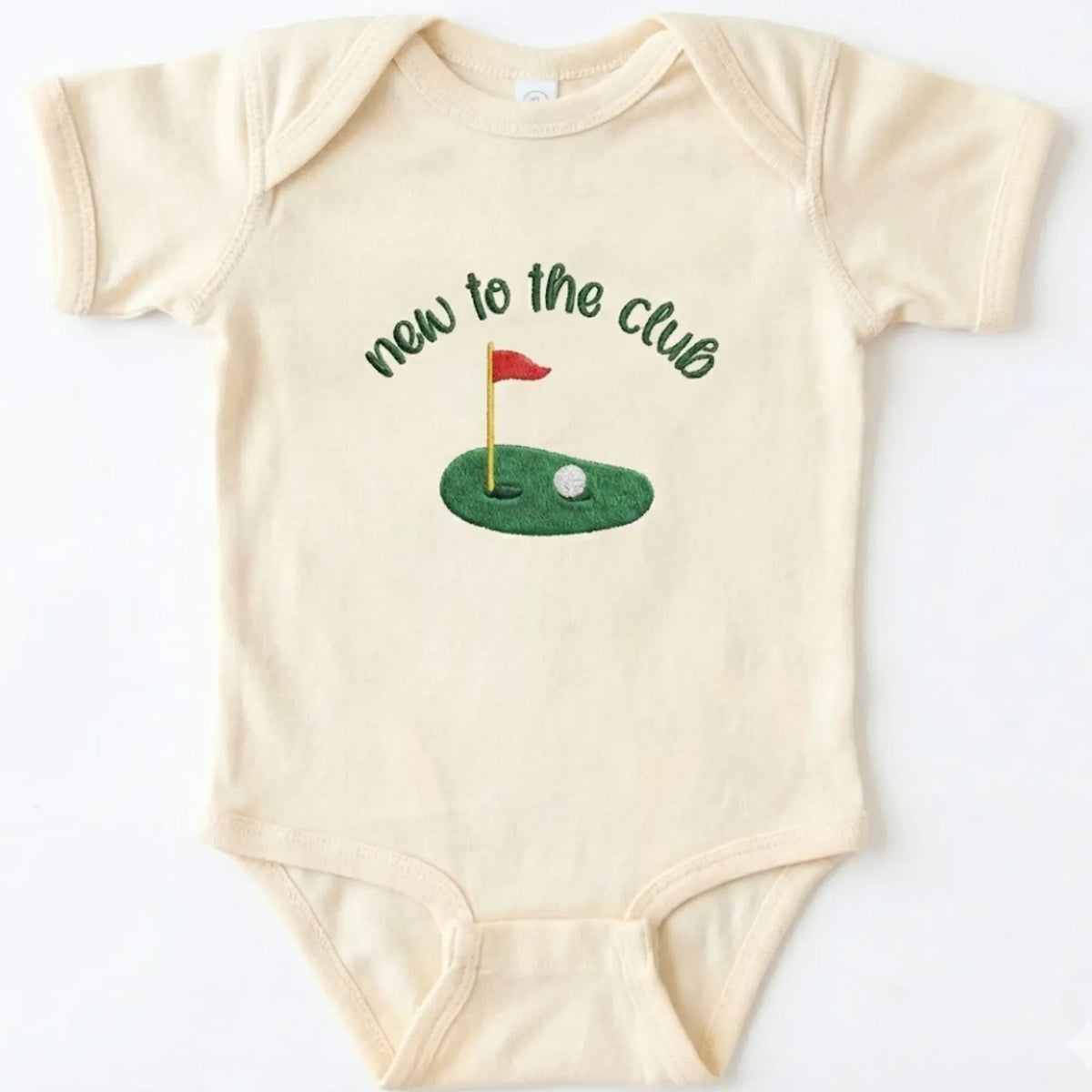 New to the Golf Club Baby Onesie - Embroidered Gift for Golf Dad Mom