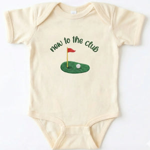 New to the Golf Club Baby Onesie - Embroidered Gift for Golf Dad Mom