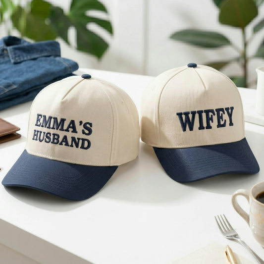 Custom Embroidered Newlyweds Hats for Wifey, Husband, Brides, Grooms, Mr & Mrs