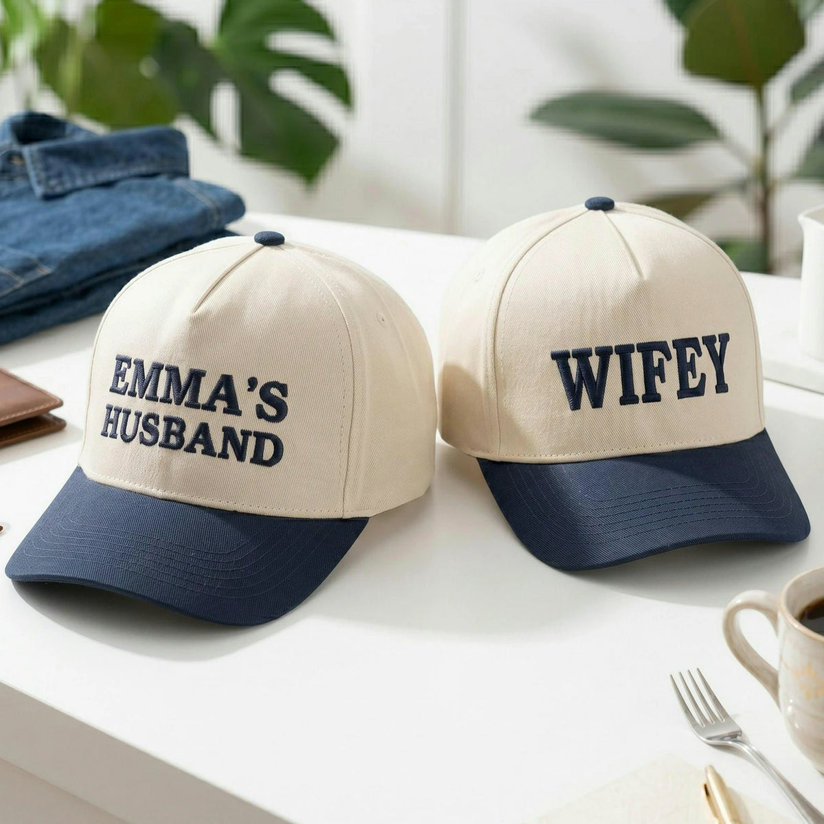 Custom Embroidered Newlyweds Hats for Wifey, Husband, Brides, Grooms, Mr & Mrs
