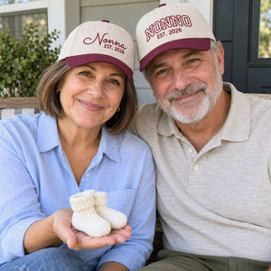 Matching Nonna and Nonno Snapback Hat, Embroidered Est Year Baseball Cap, Gift for New Grandma Grandpa