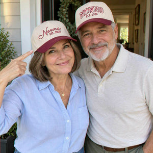 Matching Nonna and Nonno Snapback Hat, Embroidered Est Year Baseball Cap, Gift for New Grandma Grandpa