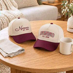 Matching Nonna and Nonno Snapback Hat, Embroidered Est Year Baseball Cap, Gift for New Grandma Grandpa