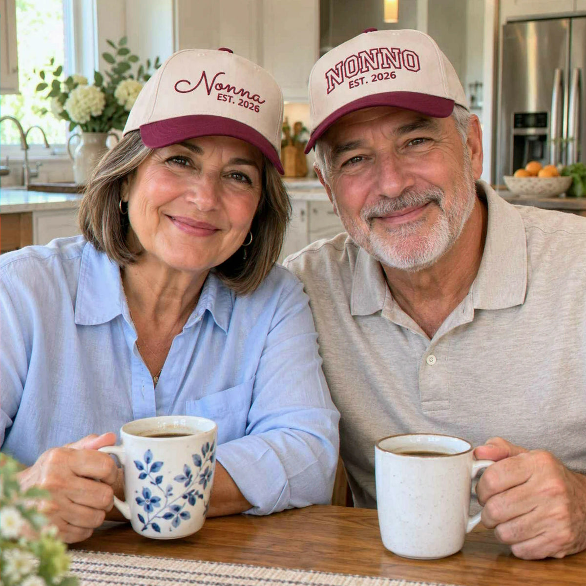 Matching Nonna and Nonno Snapback Hat, Embroidered Est Year Baseball Cap, Gift for New Grandma Grandpa