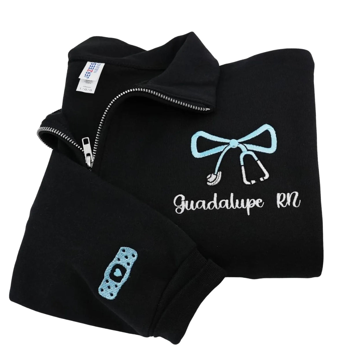 Personalized RN Gift Idea for Nurses Week, Custom Embroidered Title Nursing Quarter Zip Sweatshirt With Name