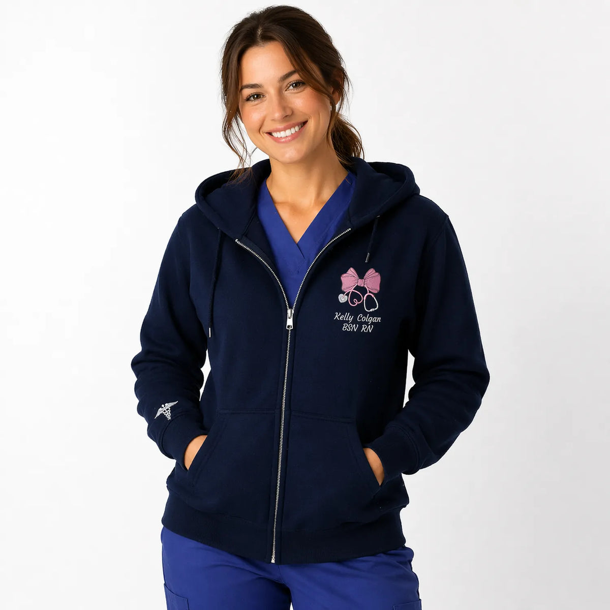 Custom Credentials Nursing Quarter Zip, Personalized Embroidered Name & Title, RN BSN NP Nurse Week Gift