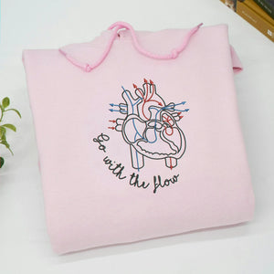 Go With The Flow Cardiology Nurse Sweatshirt, Embroidered Gift for CVICU Nurse