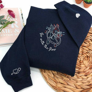 Go With The Flow Cardiology Nurse Sweatshirt, Embroidered Gift for CVICU Nurse