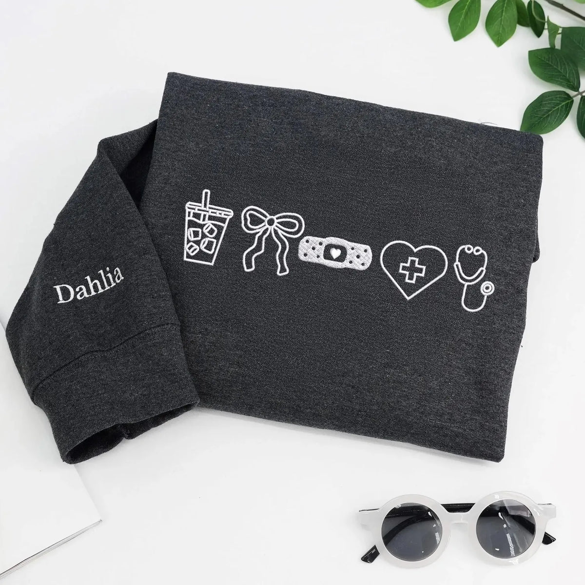 Custom Nurse Icon Embroidered Sweatshirt, Personalized Graduation Gift for Nursing Student