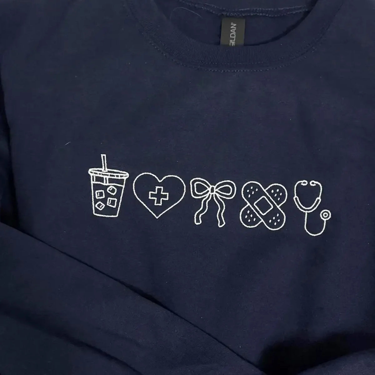 Custom Nurse Icon Embroidered Sweatshirt, Personalized Graduation Gift for Nursing Student