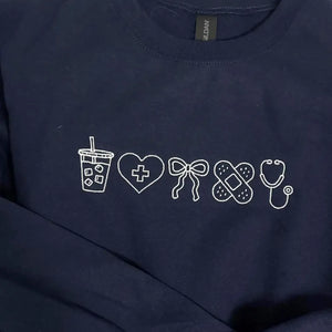Custom Nurse Icon Embroidered Sweatshirt, Personalized Graduation Gift for Nursing Student