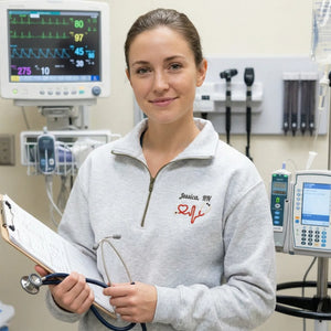 Custom Nurse Quarter Zip Sweatshirt or Full-Zip Hoodie, Embroidered Gift for Nurse