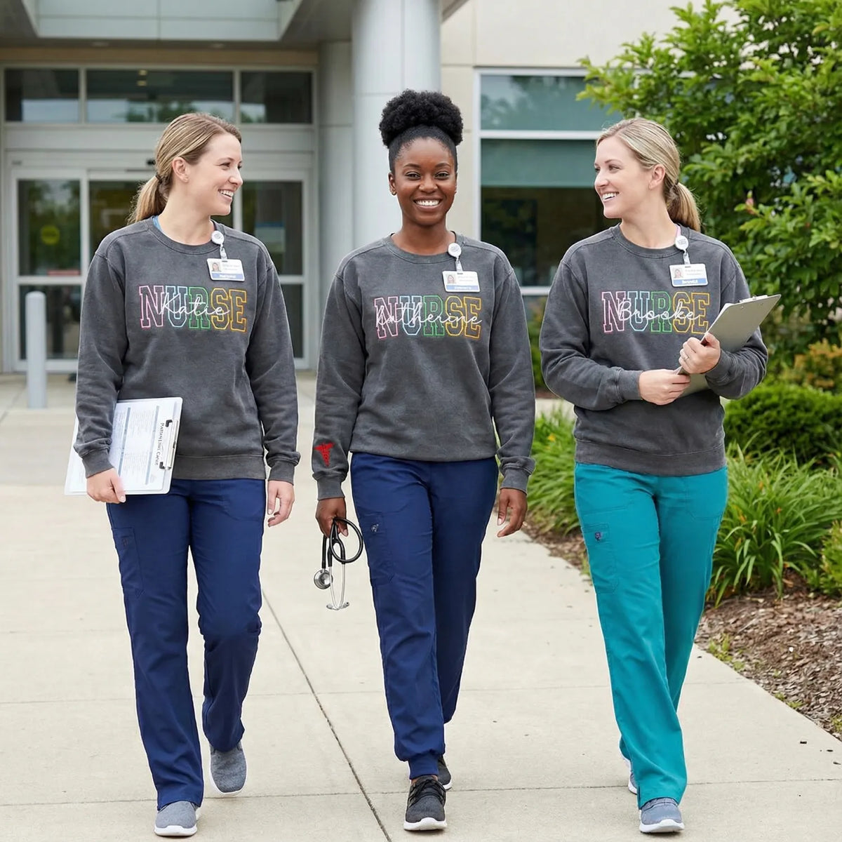 Custom Nurse Sweatshirt or Hoodie, Personalized Embroidered Gift For Nurse