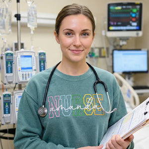 Custom Nurse Sweatshirt or Hoodie, Personalized Embroidered Gift For Nurse
