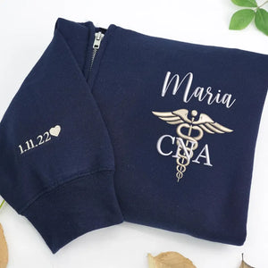 Personalized Embroidered CNA Quarter Zip, Custom Name Nursing Assistant Pullover, Appreciation Week Gifts