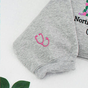 Custom Floral Nursing School Sweatshirt for Sister, Personalized College Gift