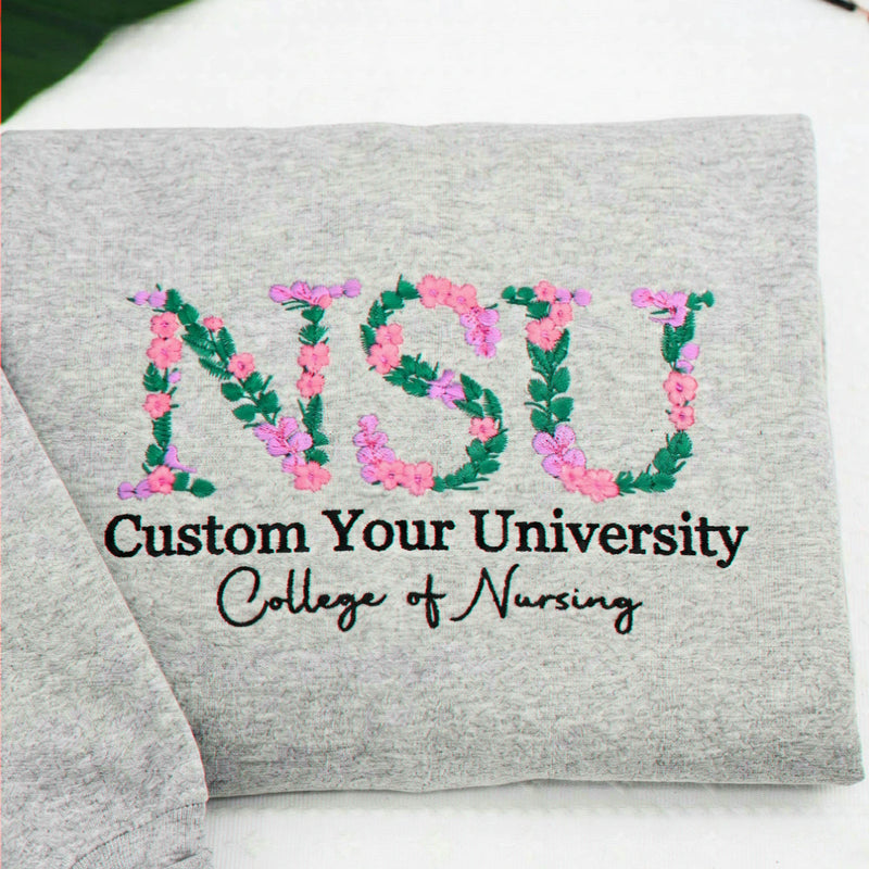 Custom Floral Nursing School Sweatshirt for Sister, Personalized College Gift