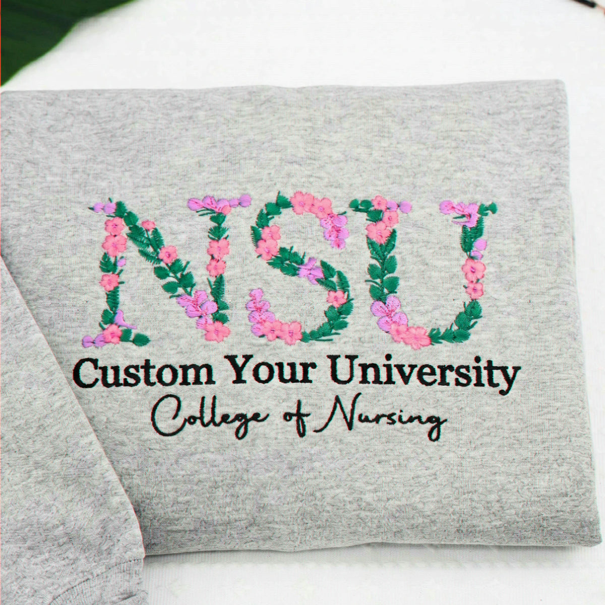 Custom Floral Nursing School Sweatshirt for Sister, Personalized College Gift