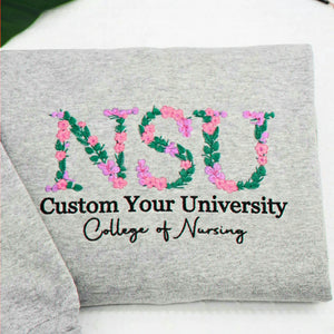 Custom Floral Nursing School Sweatshirt for Sister, Personalized College Gift