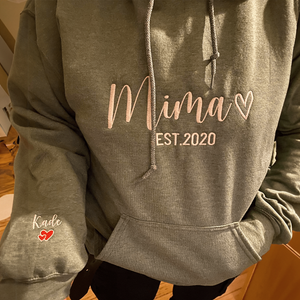 Embroidered Wrestling Mom Sweatshirt with Kids Names on Sleeve