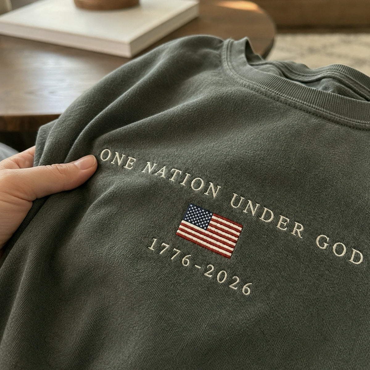 USA 250th Shirt Anniversary Christian Shirt, Embroidered Flag Comfort Colors Tee