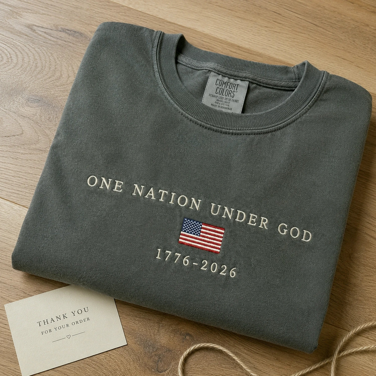 USA 250th Shirt Anniversary Christian Shirt, Embroidered Flag Comfort Colors Tee