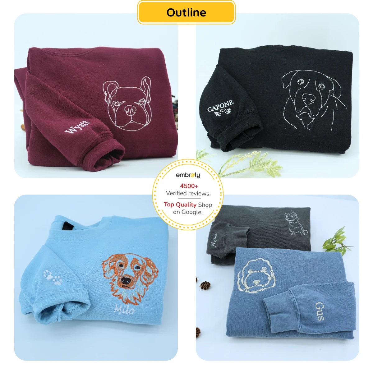 Custom Dog Embroidered Sweatshirt, Hoodie