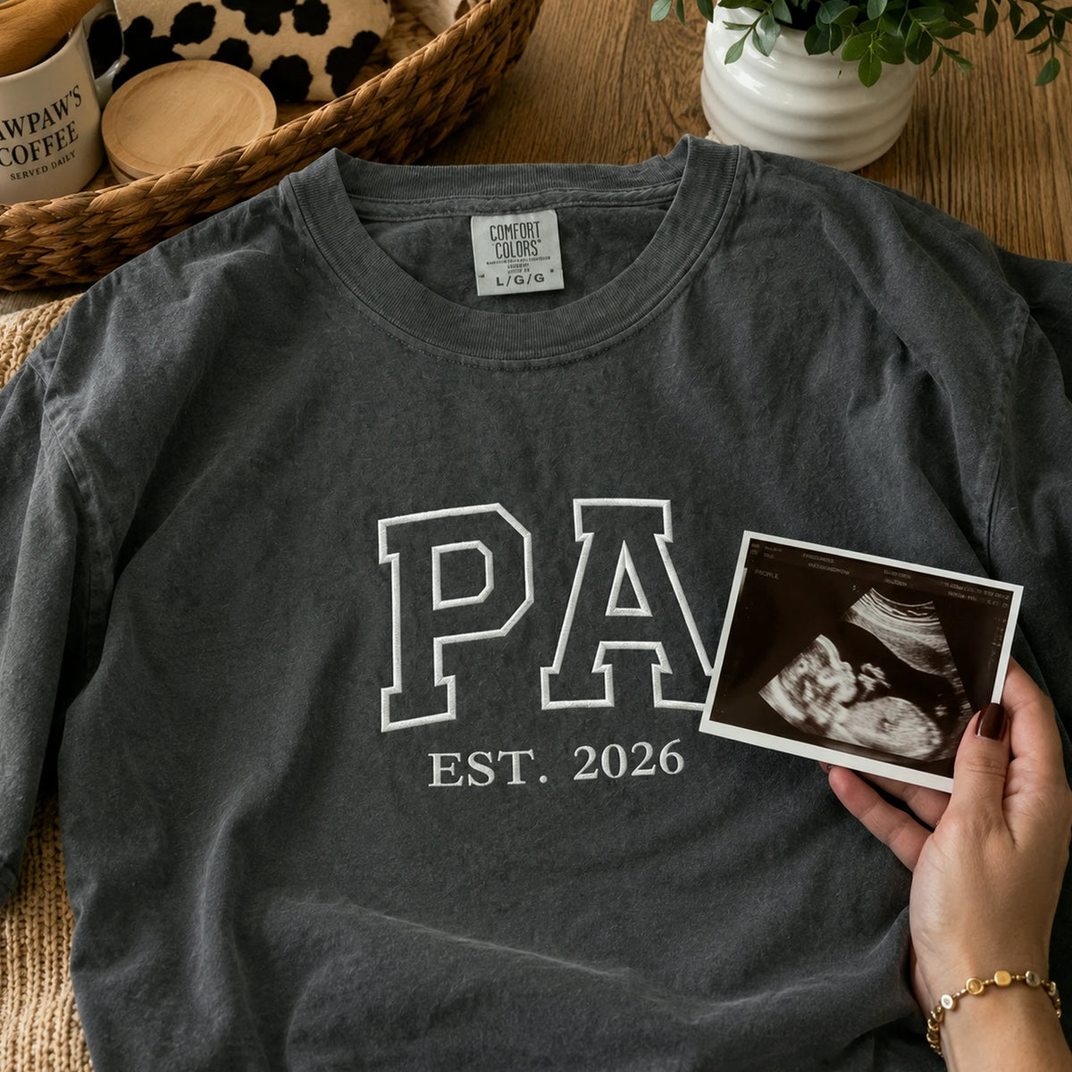 Custom Pa Embroidered T-Shirt or Sweatshirt  -  Rustic Country Father's Day Gift for Dad from Wife, Mom, or Sister