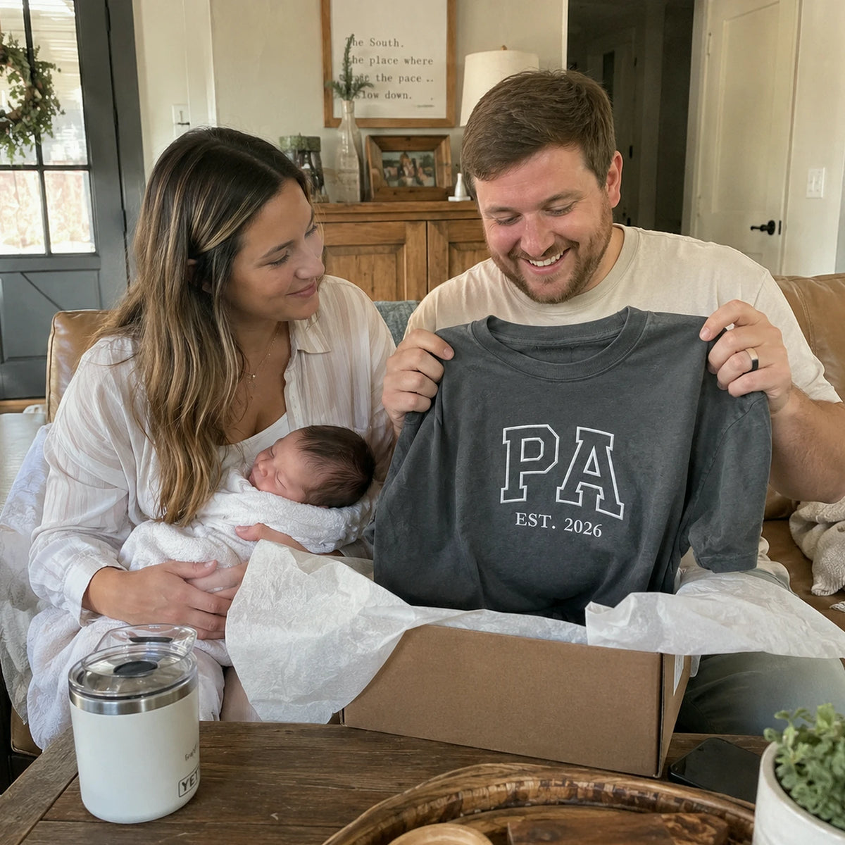 Custom Pa Embroidered T-Shirt or Sweatshirt  -  Rustic Country Father's Day Gift for Dad from Wife, Mom, or Sister