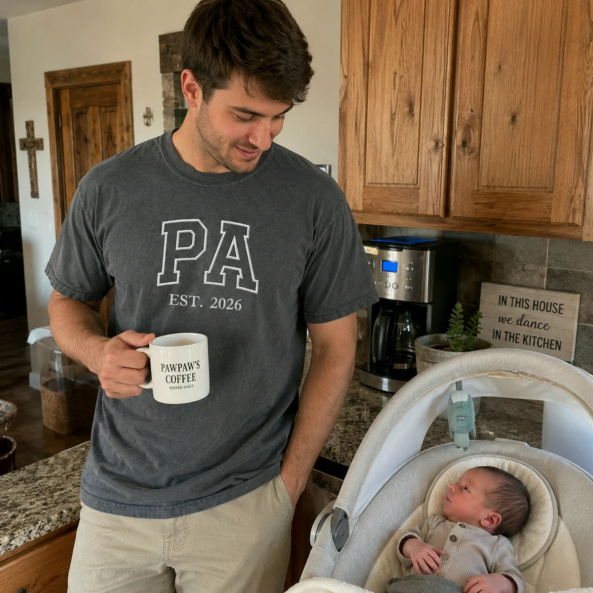 Custom Pa Embroidered T-Shirt or Sweatshirt  -  Rustic Country Father's Day Gift for Dad from Wife, Mom, or Sister