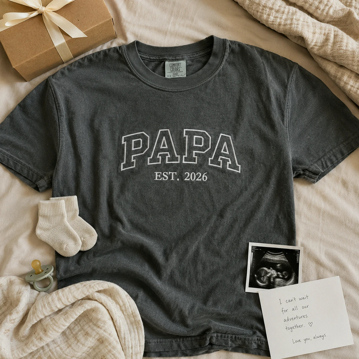 Papa Embroidered Sweatshirt or T-Shirt for New Dad - Father's Day Gift for Husband from Wife, Daughter, Son or Kids
