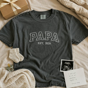 Papa Embroidered Sweatshirt or T-Shirt for New Dad - Father's Day Gift for Husband from Wife, Daughter, Son or Kids