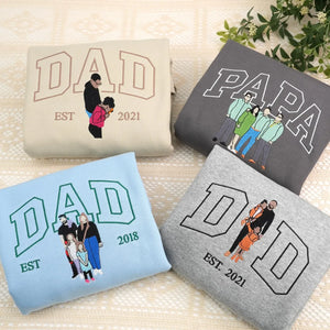 Personalized Mommy Daddy Photo Sweatshirt, Embroidered Matching Mom Dad Crewneck Hoodie