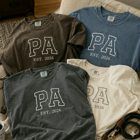 Custom Pa Embroidered T-Shirt or Sweatshirt  -  Rustic Country Father's Day Gift for Dad from Wife, Mom, or Sister