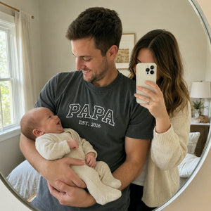 Papa Embroidered Sweatshirt or T-Shirt for New Dad - Father's Day Gift for Husband from Wife, Daughter, Son or Kids