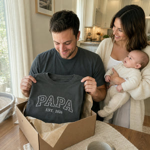 Papa Embroidered Sweatshirt or T-Shirt for New Dad - Father's Day Gift for Husband from Wife, Daughter, Son or Kids