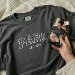 Papa Embroidered Sweatshirt or T-Shirt for New Dad - Father's Day Gift for Husband from Wife, Daughter, Son or Kids