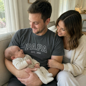 Papa Embroidered Sweatshirt or T-Shirt for New Dad - Father's Day Gift for Husband from Wife, Daughter, Son or Kids